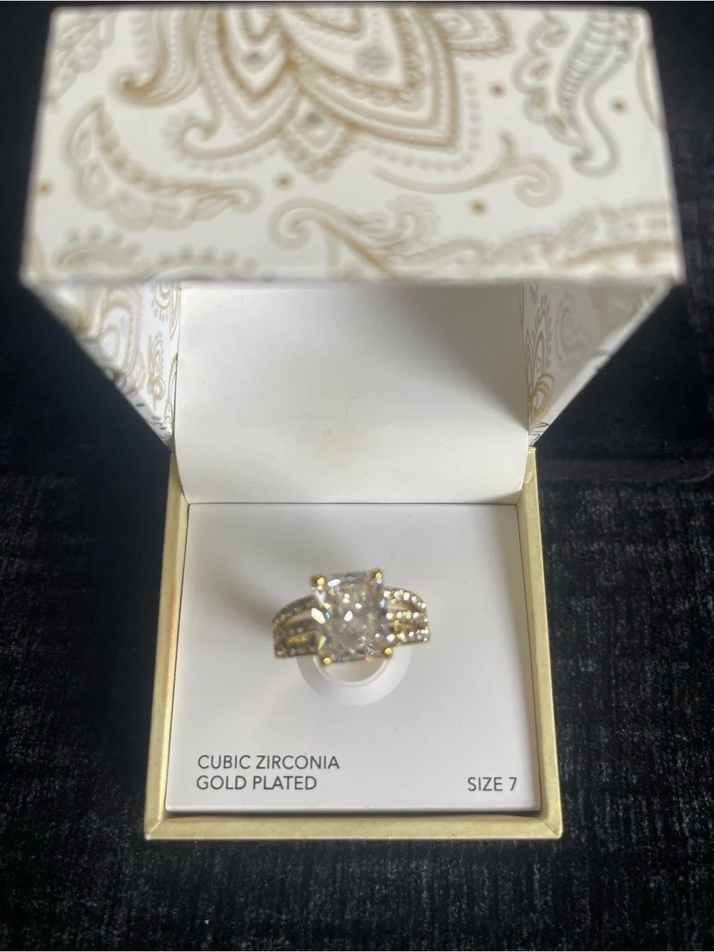 Gold Plated Cubic Zirconia Cocktail Ring - Size 7